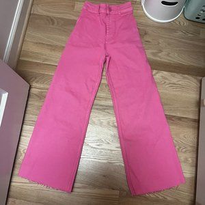 Preppy wide leg Zara jeans hot pink size 0